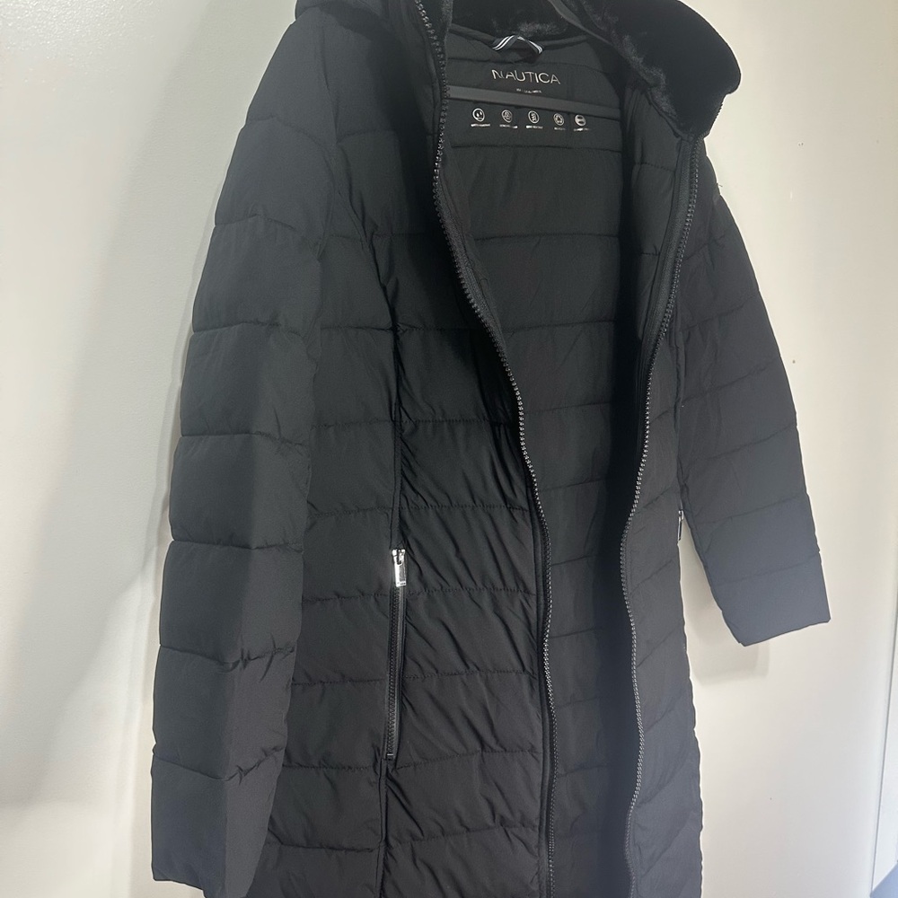 Nautica Women's Hooded Black Puffer Coat